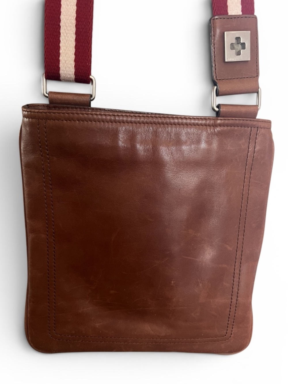 Vintage Bally Brown Leather Crossbody Messenger Bag